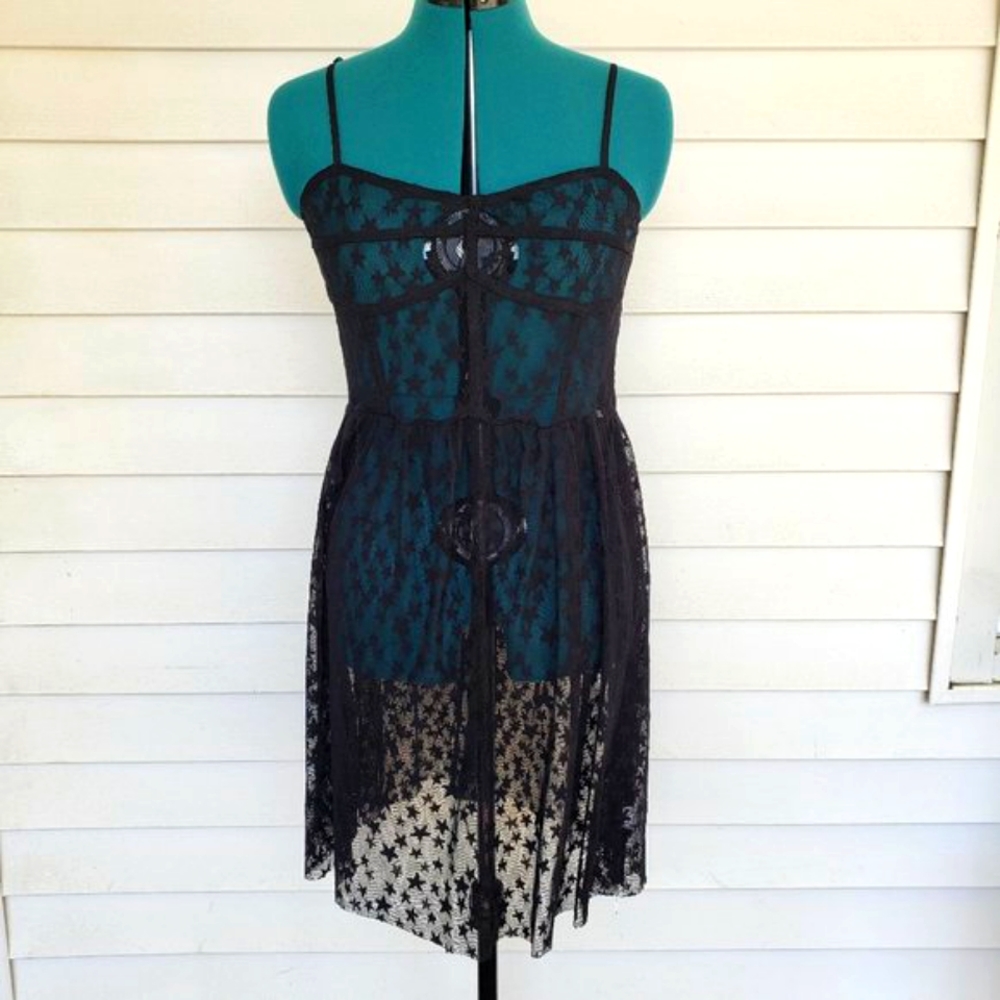 Black Mesh Star Strap Dress